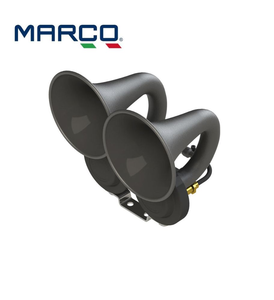 Marco trompette à air en plastique noir 2 cornets 24v