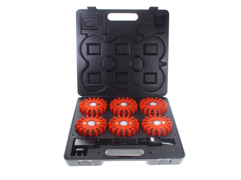 [GL500502] Valise de 6 balises de signalisation rouge 12/24V