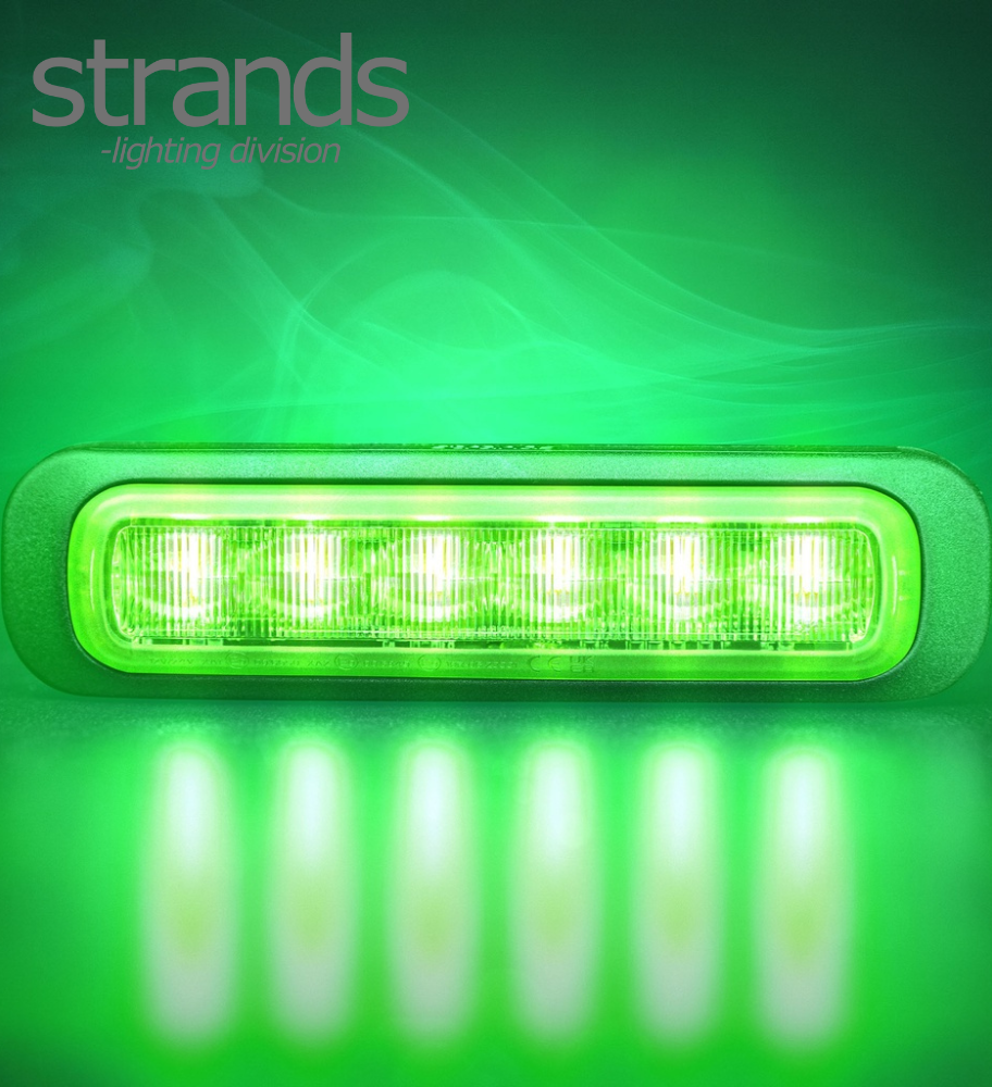 [F850404G] Strands Dark Knight Feu stroboscopique vert 6 LED à lentille fumée